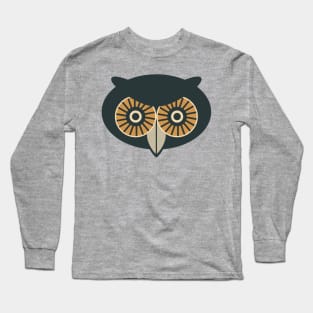 THERE BE OWLS Big Staring Owl Forest Bird Black Brown Eyes Gray Beak - UnBlink Studio by Jackie Tahara Long Sleeve T-Shirt